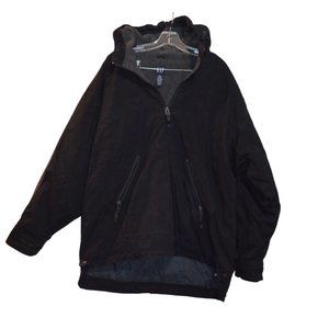 GAP 1/4 Zip Neck Hoody Men Pullover Black Gray Stripes on Sleeves Winter Coat M
